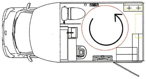 「ユニバーサルトイレカー」は室内で車イスが360度開展できるスペースが確保されている...ザ・トラック