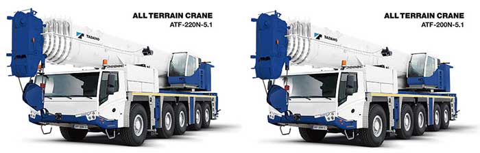 タダノ新型オールテレーンクレーン。最大吊上げ荷重220tのATF-220N-5.1（左）と最大吊上げ荷重200tのATF-200N-5.1（右）...ザ・トラック