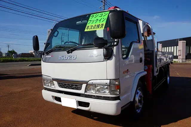 いすゞ エルフ 小型 クレーン付 床鉄板 4段 の中古トラック【車両No.124831】