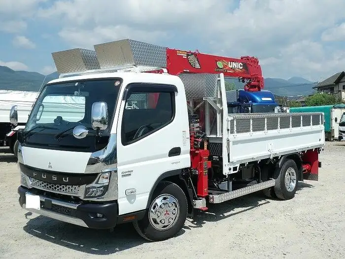 三菱 キャンター 小型 クレーン付 床鉄板 6段 の中古トラック【車両No.130982】