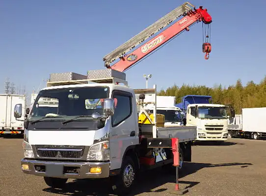 三菱 キャンター 小型 クレーン付 床鉄板 4段 の中古トラック【車両No.141649】