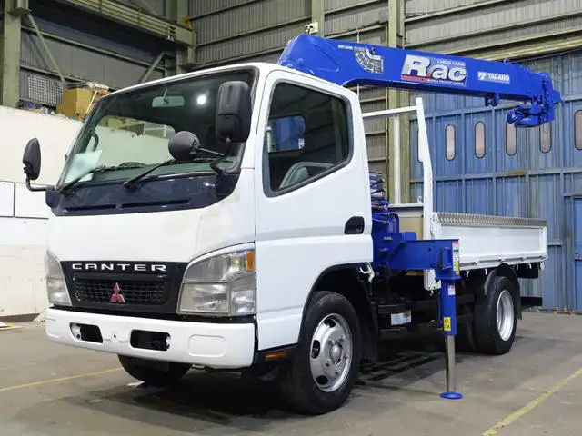 三菱 キャンター 小型 クレーン付 床鉄板 4段 の中古トラック【車両No.142232】