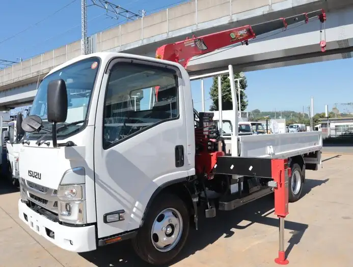 いすゞ エルフ 小型 クレーン付 床鉄板 4段 の中古トラック【車両No.154921】