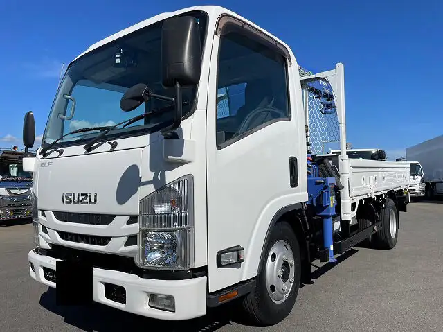 いすゞ エルフ 小型 クレーン付 床鉄板 4段 の中古トラック【車両No.155076】