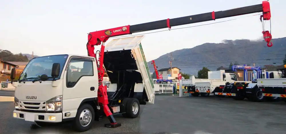 いすゞ エルフ 小型 ダンプ 強化 クレーン付き の中古トラック【車両No.155829】