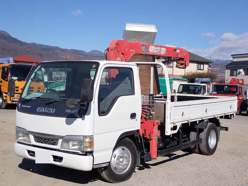 いすゞ エルフ 小型 クレーン付き(ユニック) 床鉄板 3段｜画像1