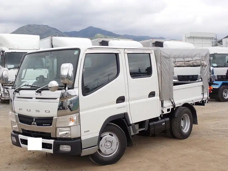 三菱 キャンター 小型 平ボディ Wキャブ 幌｜画像1