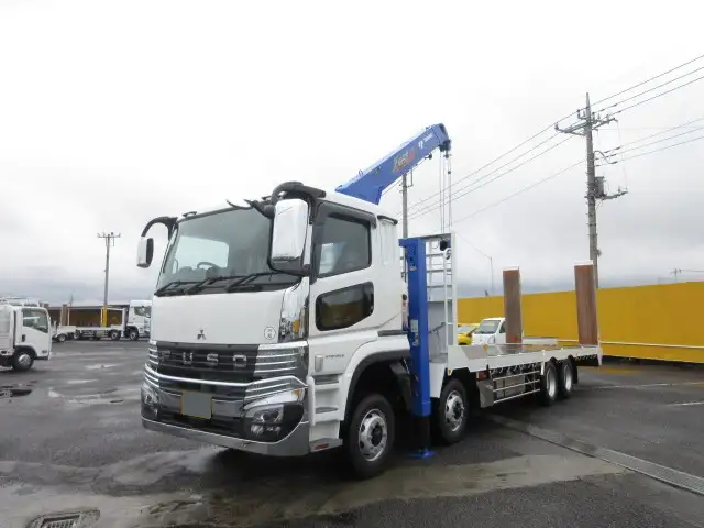 三菱 スーパーグレート 大型 車両重機運搬 ハイルーフ 4段クレーン の中古トラック【車両No.198620】